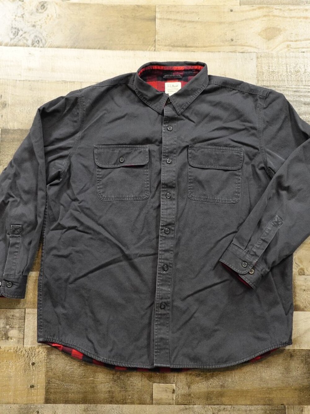 L.L. Bean Flannel-Lined Hurricane Shirt Men’s XL Dark Washed Navy Workwear
